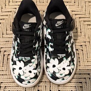 Nike Kids Black and White Floral Sneakers
